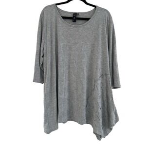 Focus Casual Life Tunic Top Gray Asymmetrical Lagenlook Artsy‎ Boho Size XL